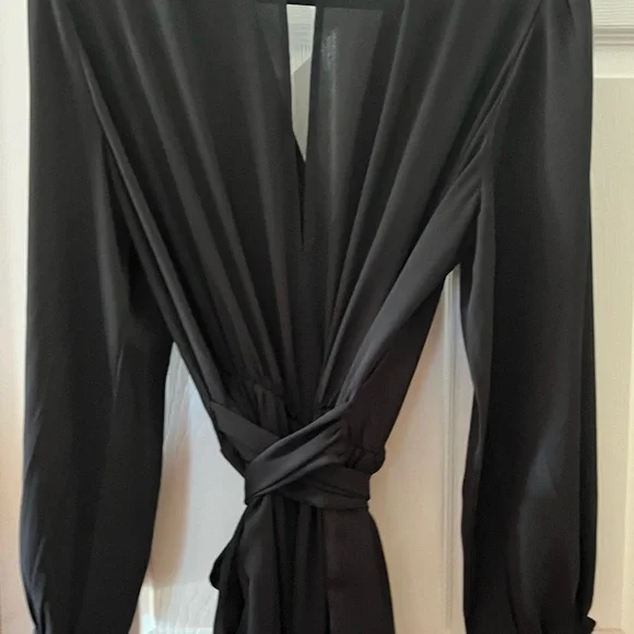 Express Elegant Long Sleeve V Neck Wide Leg Black Jumpsuit XL - Picture 4 of 5